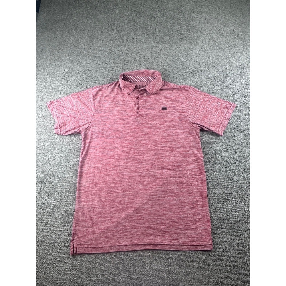 Three Sixty Six Polo‎ Shirt Men M Red Heather Button Short Sleeve Prep Athletic